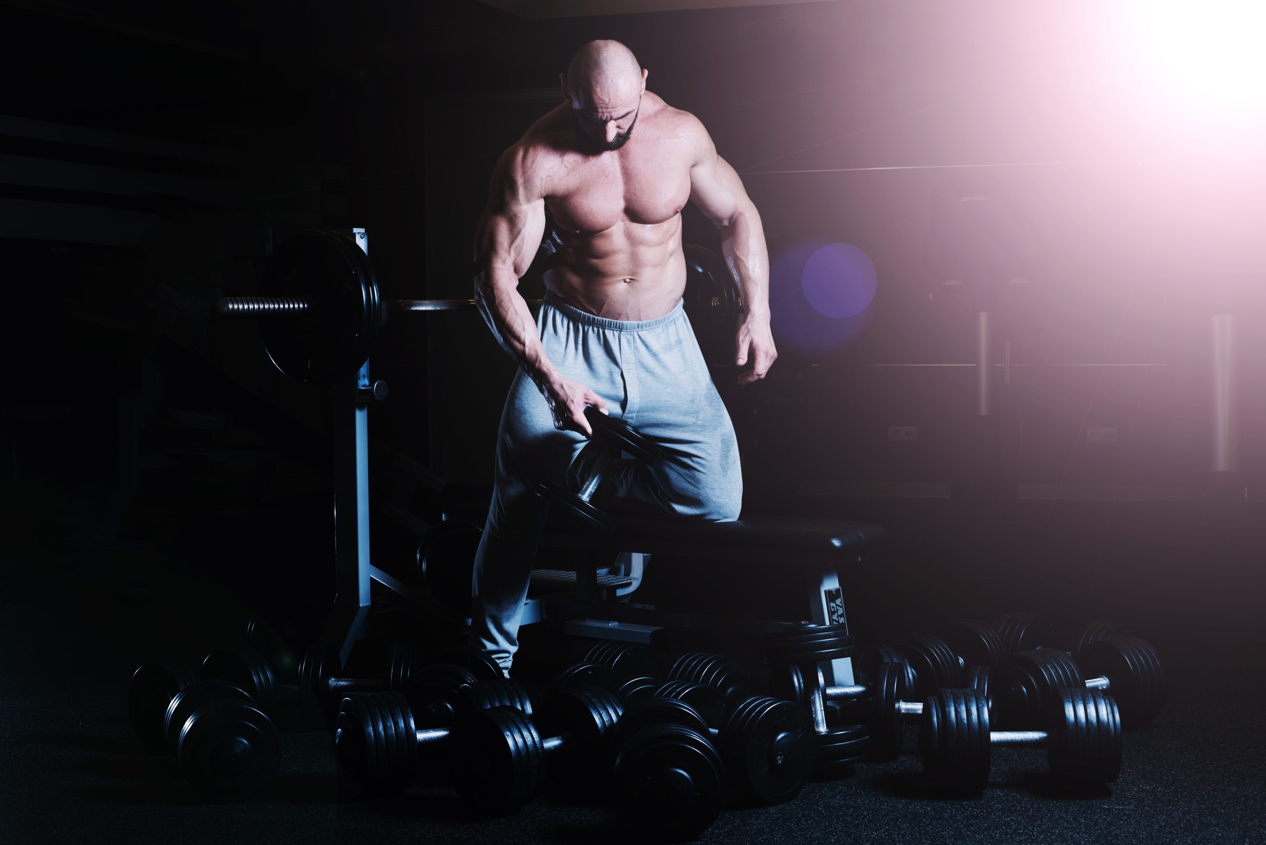 Man ready to do dips with Steroids Online training program